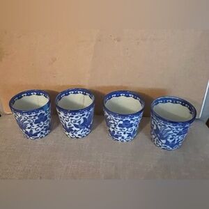 VINTAGE PHOENIX BIRD Blue & White Flying Turkey made in Japan Cups 2.5 x 2.5 “